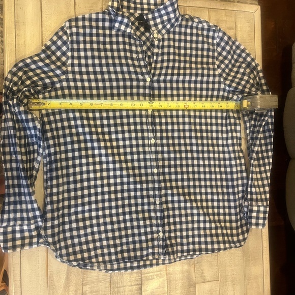 J. Crew Navy and White Gingham womans shirt size 18 - Picture 4 of 5